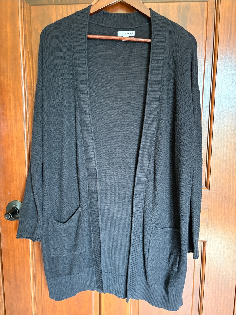 Super Soft Black Open-Front Women's Cardigan with Pockets-Sonoma Women's Small